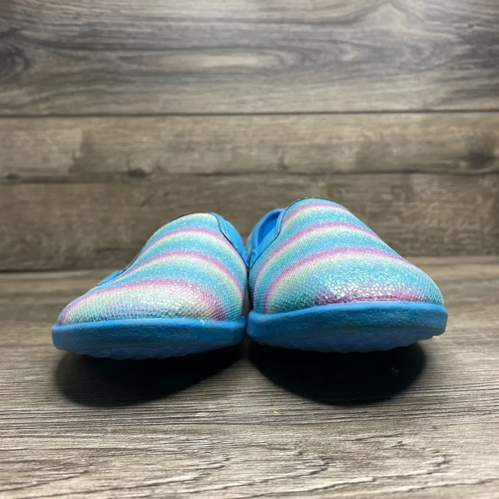 Disney Frozen Anna Elsa Slip on glitter rainbow canvas Shoes Size 3  blue